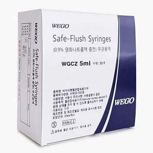 오픈메디칼위고 일회용 멸균 식염수 주사기 5cc 30개입 5ml 세척용 Safe-Flush Syringe