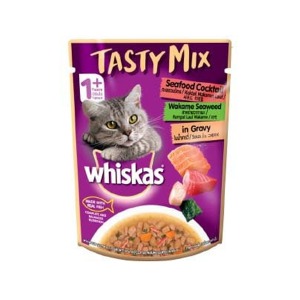 오픈메디칼위스카스 테이스티믹스 씨푸드칵테일과미역in그레이비70g 고양이 습식사료 반려묘 캣푸드