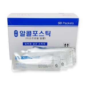 오픈메디칼구미 멸균 알콜 포스틱 100개 (2개입x50팩) 상처처치 소독 면봉